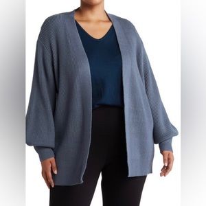 T by Tahari Open Stitch Slate Blue Cardigan